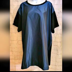 NWT Maria Calderara Black Knit/ Indigo Blue Oversized Tunic Sz. Large/MC 4 $648